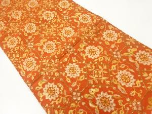 アンティーク　変わり亀甲に花唐草模様織出し全通袋帯（材料）